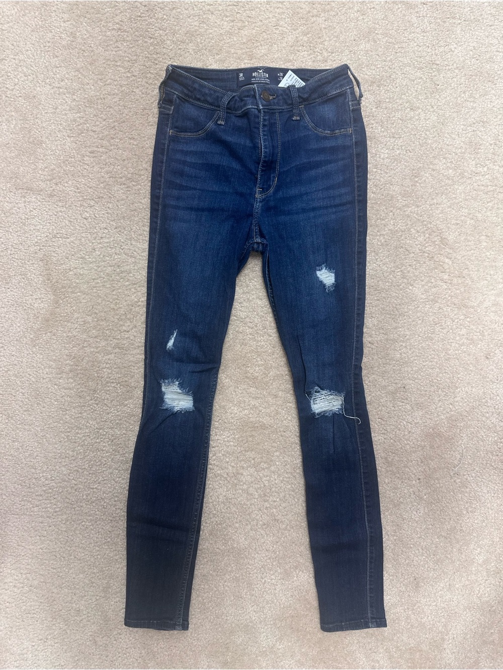 Hollister Indigo Skinny Jeans with Distressed Knees